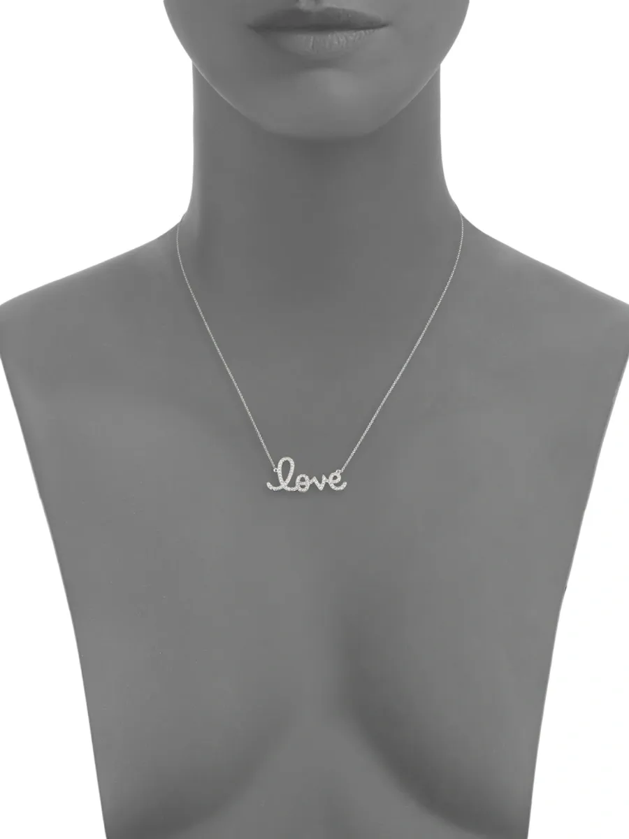 Sydney Evan Women's Diamond and 14K White Gold Love Necklace | Thumbnail 2 Sydney Evan Women's Diamond and 14K White Gold Love Necklace | Thumbnail 2