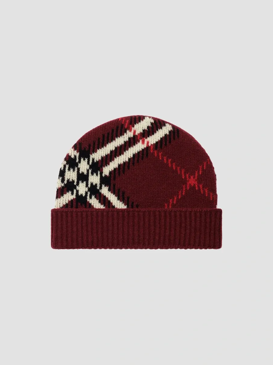 Burberry Women's Check Cashmere Knit Beanie | Thumbnail 2