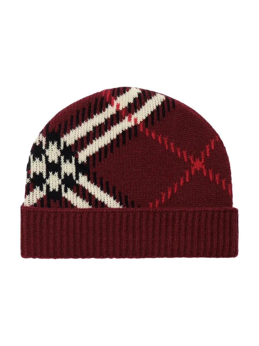 Women's Check Cashmere Knit Beanie
