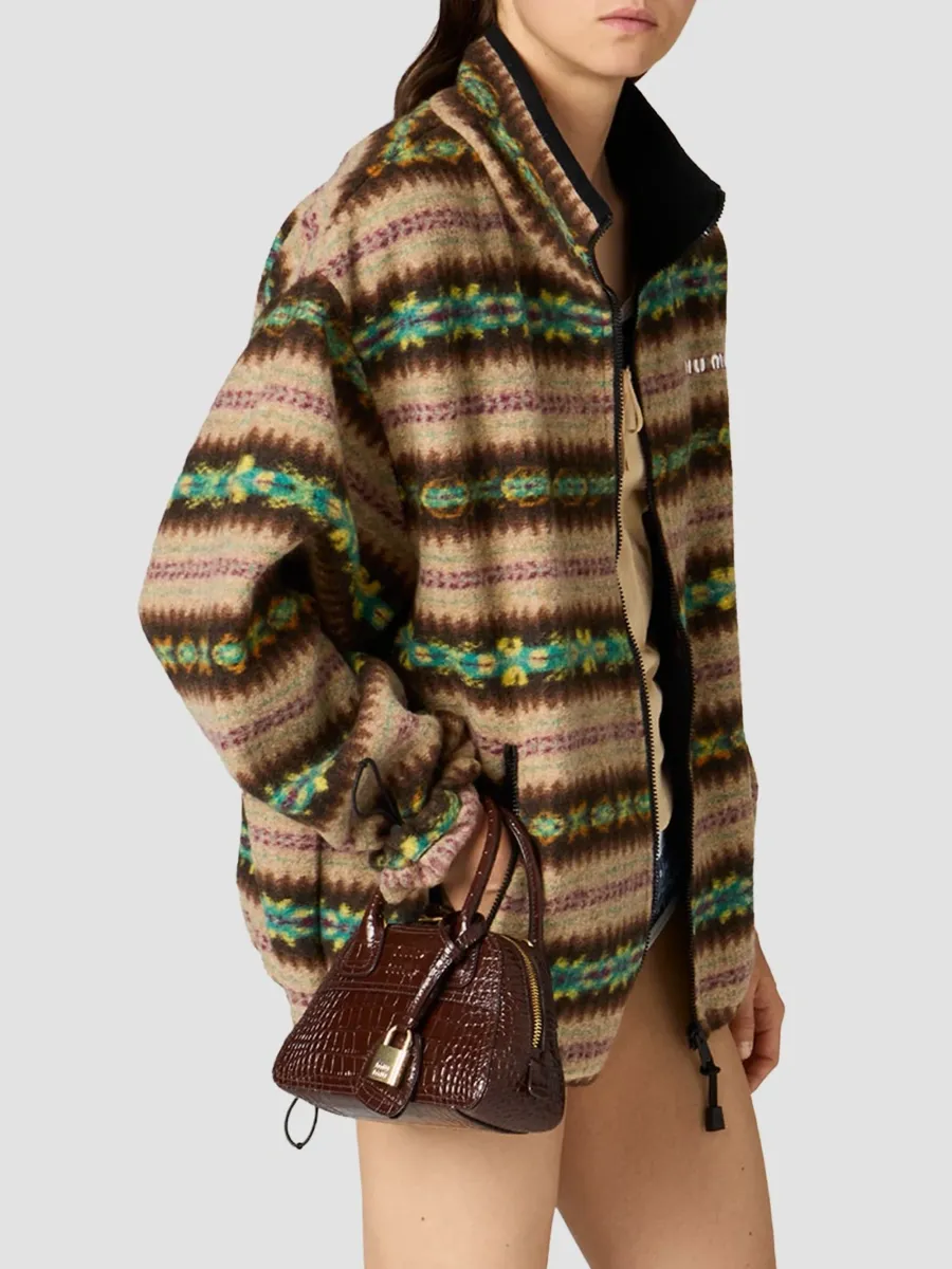 Miu Miu Women's Cotton Fleece Zipper Jacket | Thumbnail 4 Miu Miu Women's Cotton Fleece Zipper Jacket | Thumbnail 4