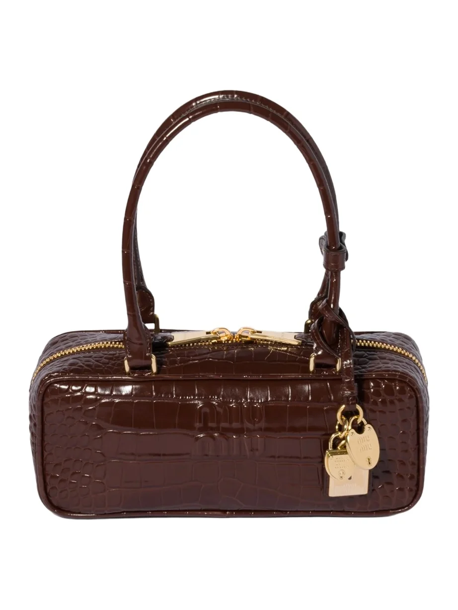 Miu Miu Women's Beau Shoulder Bag in Crocodile Embossed Leather