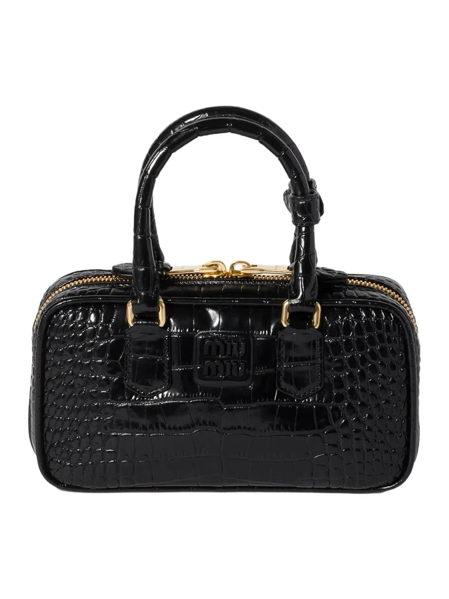 Women's Mini Arcadie Top Handle Bag in Crocodile Embossed Leather Women's Mini Arcadie Top Handle Bag in Crocodile Embossed Leather