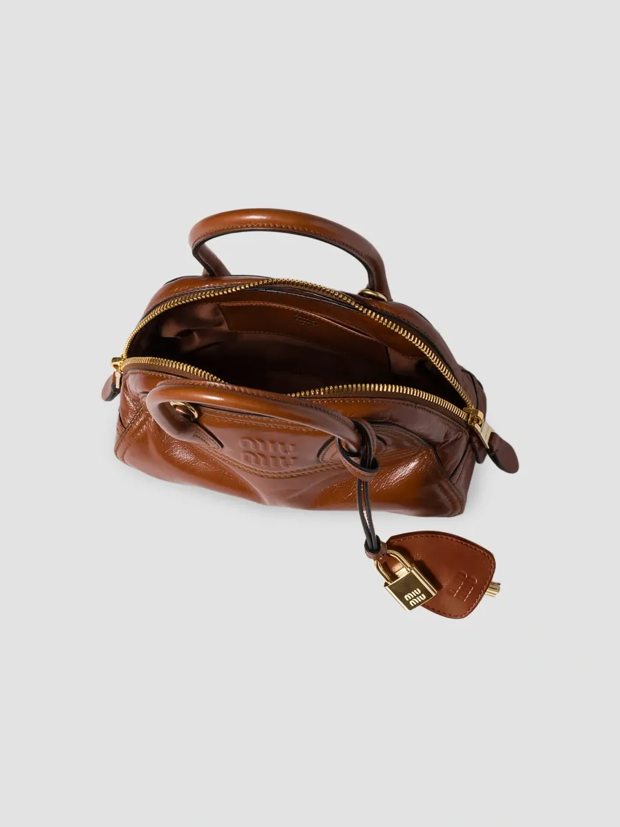 Miu Miu Women's Vivant Shiny Leather Mini Top Handle Bag | Thumbnail 4 Miu Miu Women's Vivant Shiny Leather Mini Top Handle Bag | Thumbnail 4