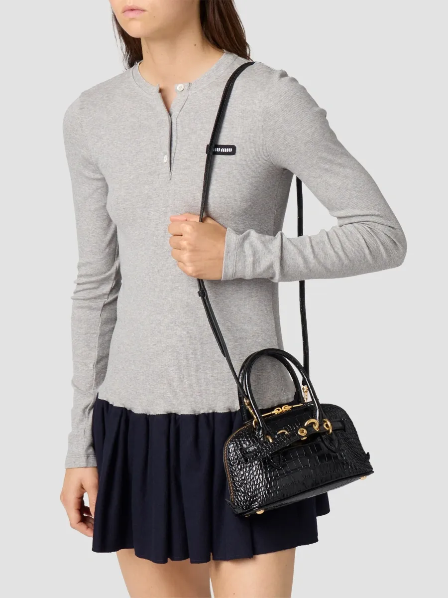 Miu Miu Women's Aventure Crocodile Embossed Calfskin Top Handle Mini Bag | Thumbnail 3 Miu Miu Women's Aventure Crocodile Embossed Calfskin Top Handle Mini Bag | Thumbnail 3