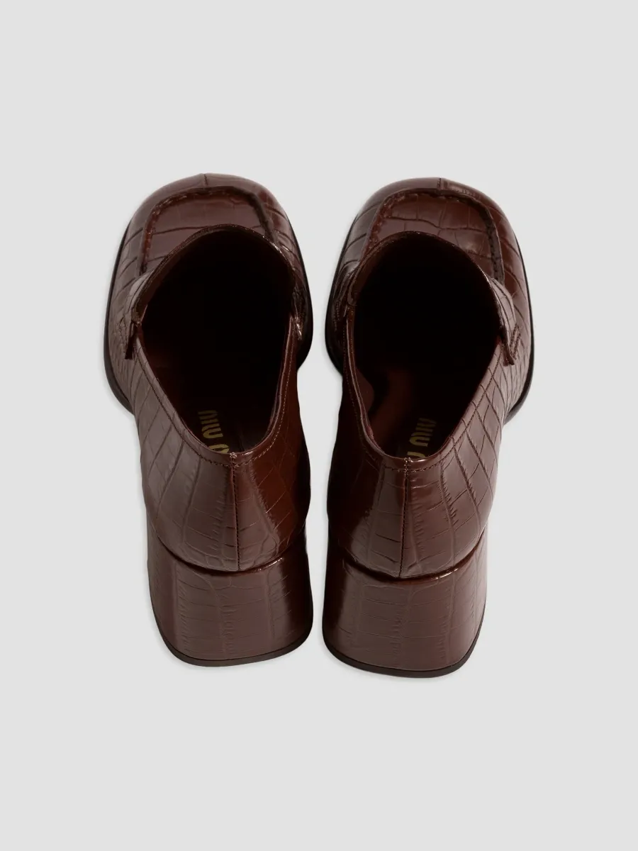 Miu Miu Women's Crocodile Embossed Calfskin Loafers | Thumbnail 3 Miu Miu Women's Crocodile Embossed Calfskin Loafers | Thumbnail 3