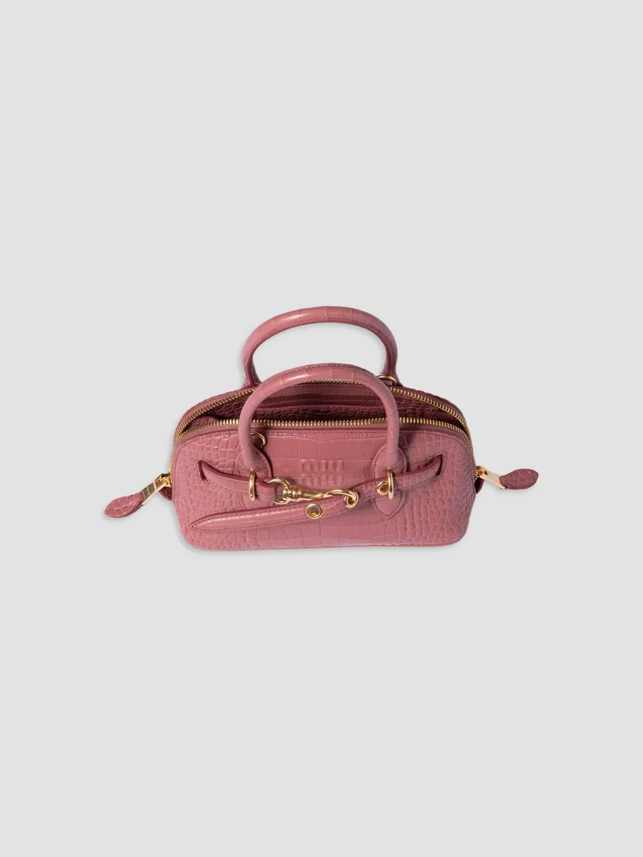 Miu Miu Women's Aventure Crocodile Embossed Calfskin Top Handle Mini Bag | Thumbnail 4 Miu Miu Women's Aventure Crocodile Embossed Calfskin Top Handle Mini Bag | Thumbnail 4