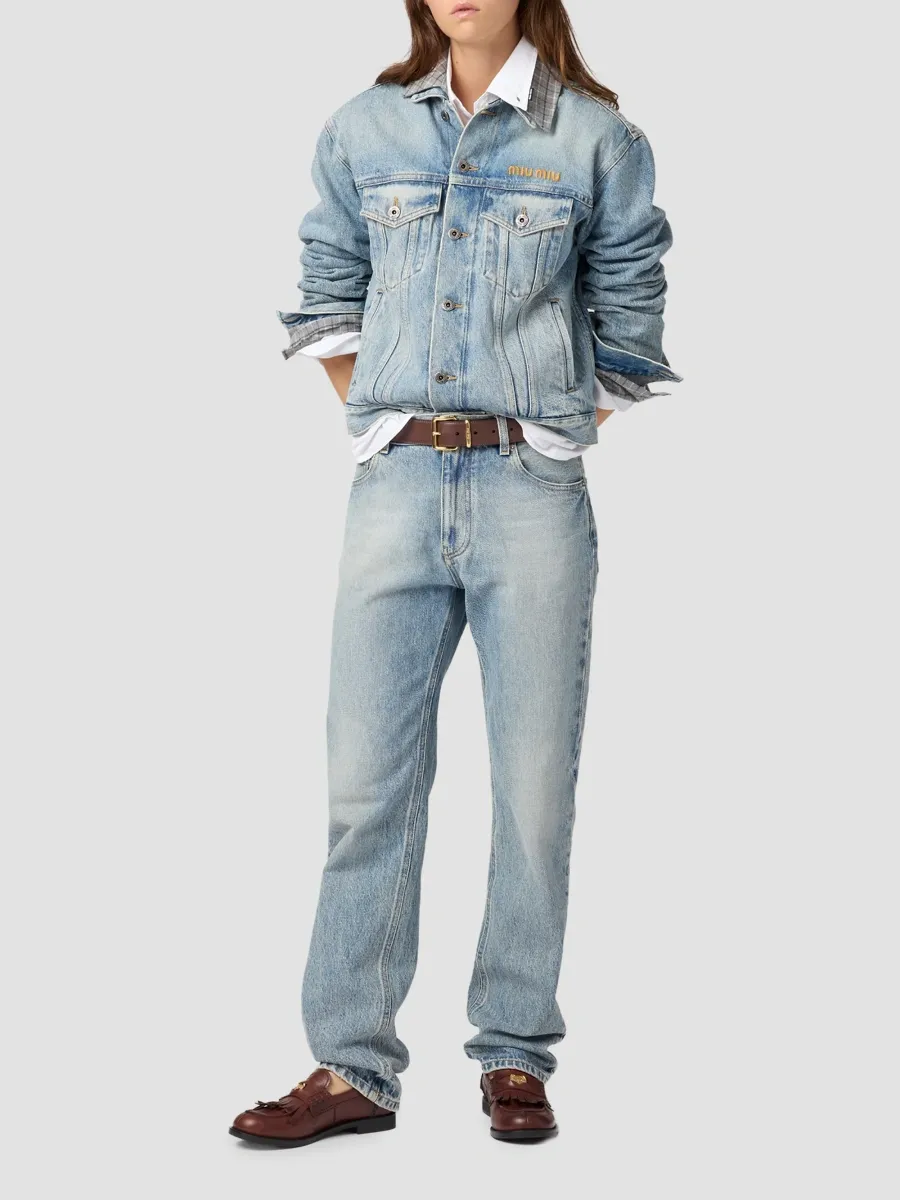 Miu Miu Women's Five-Pocket Washed Denim Jeans | Thumbnail 2 Miu Miu Women's Five-Pocket Washed Denim Jeans | Thumbnail 2
