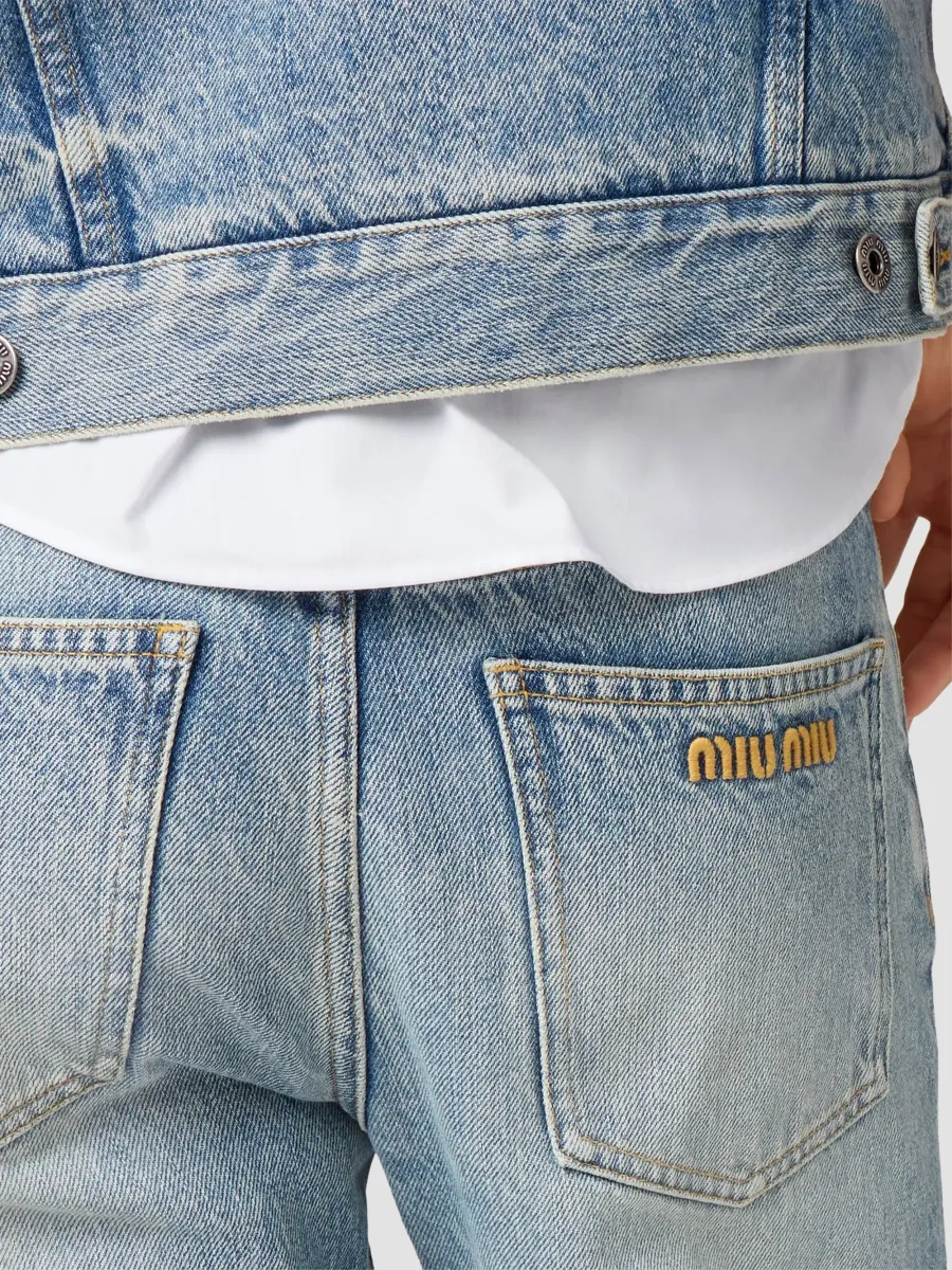 Miu Miu Women's Five-Pocket Washed Denim Jeans | Thumbnail 5 Miu Miu Women's Five-Pocket Washed Denim Jeans | Thumbnail 5