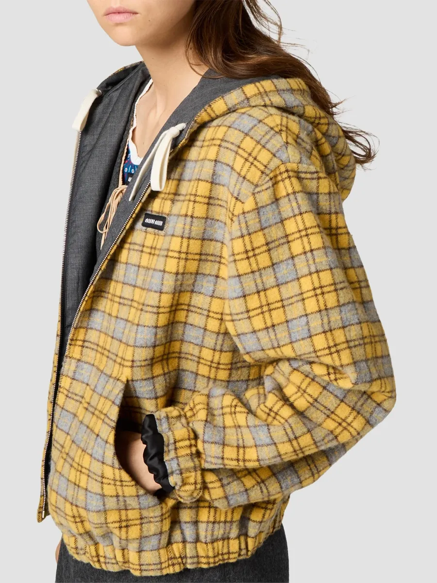 Miu Miu Women's Plaid Blouson Jacket | Thumbnail 5 Miu Miu Women's Plaid Blouson Jacket | Thumbnail 5