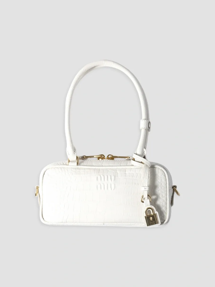 Miu Miu Women's Beau Croco-Embossed Leather Mini Top Handle Bag | Thumbnail 8 Miu Miu Women's Beau Croco-Embossed Leather Mini Top Handle Bag | Thumbnail 8