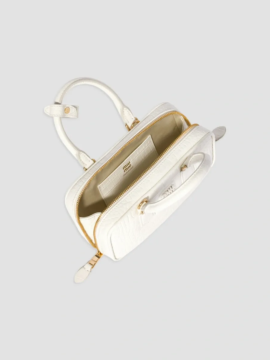 Miu Miu Women's Mini Arcadie Top Handle Bag in Crocodile Embossed Leather | Thumbnail 7 Miu Miu Women's Mini Arcadie Top Handle Bag in Crocodile Embossed Leather | Thumbnail 7