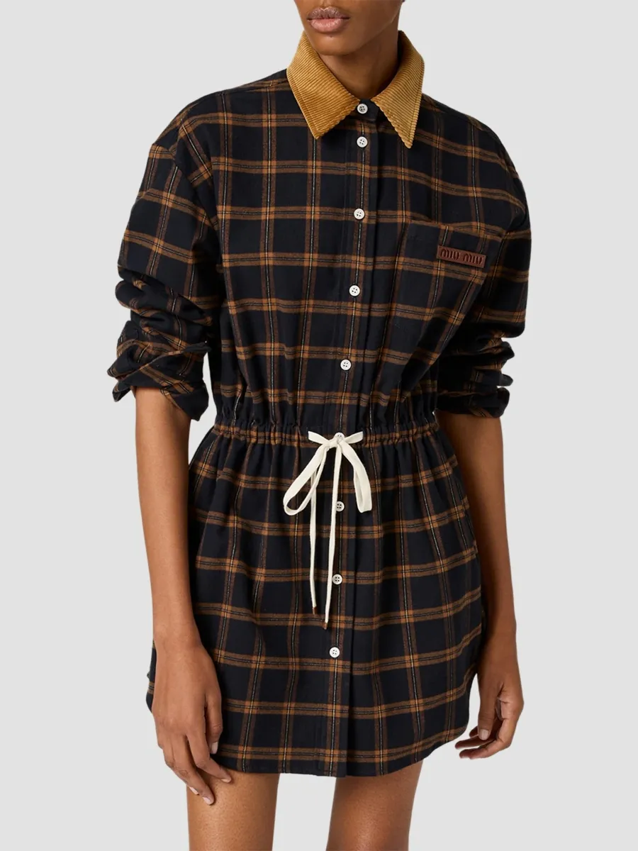 Miu Miu Women's Checked Flannel Dress | Thumbnail 3