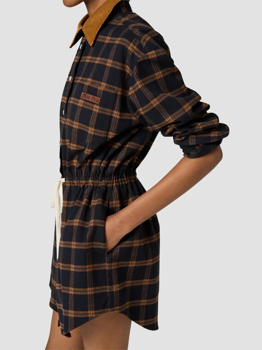 Miu Miu Women's Checked Flannel Dress | Thumbnail 4