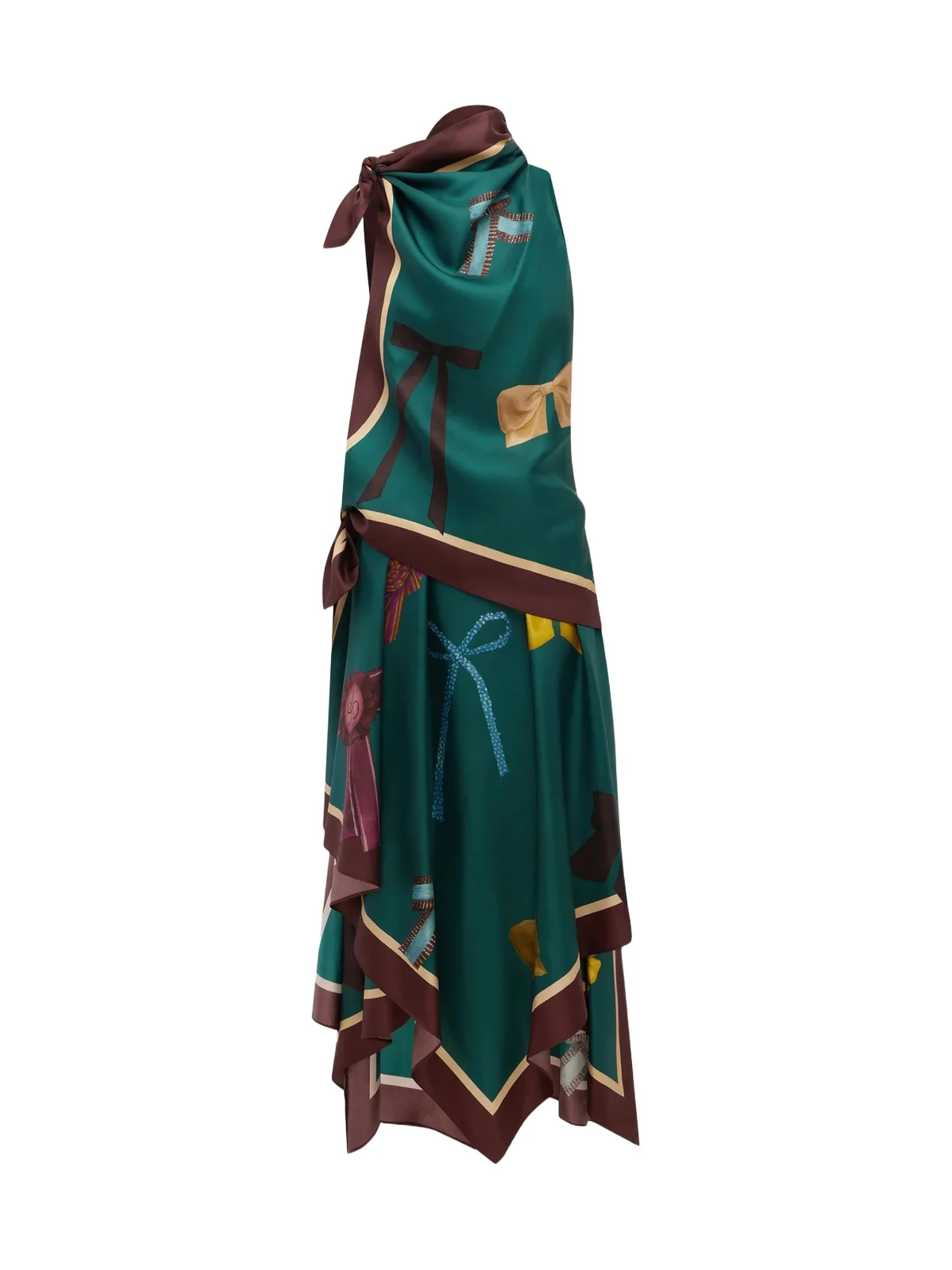 Women's Rosette Silk Scarf Midi Dress Women's Rosette Silk Scarf Midi Dress