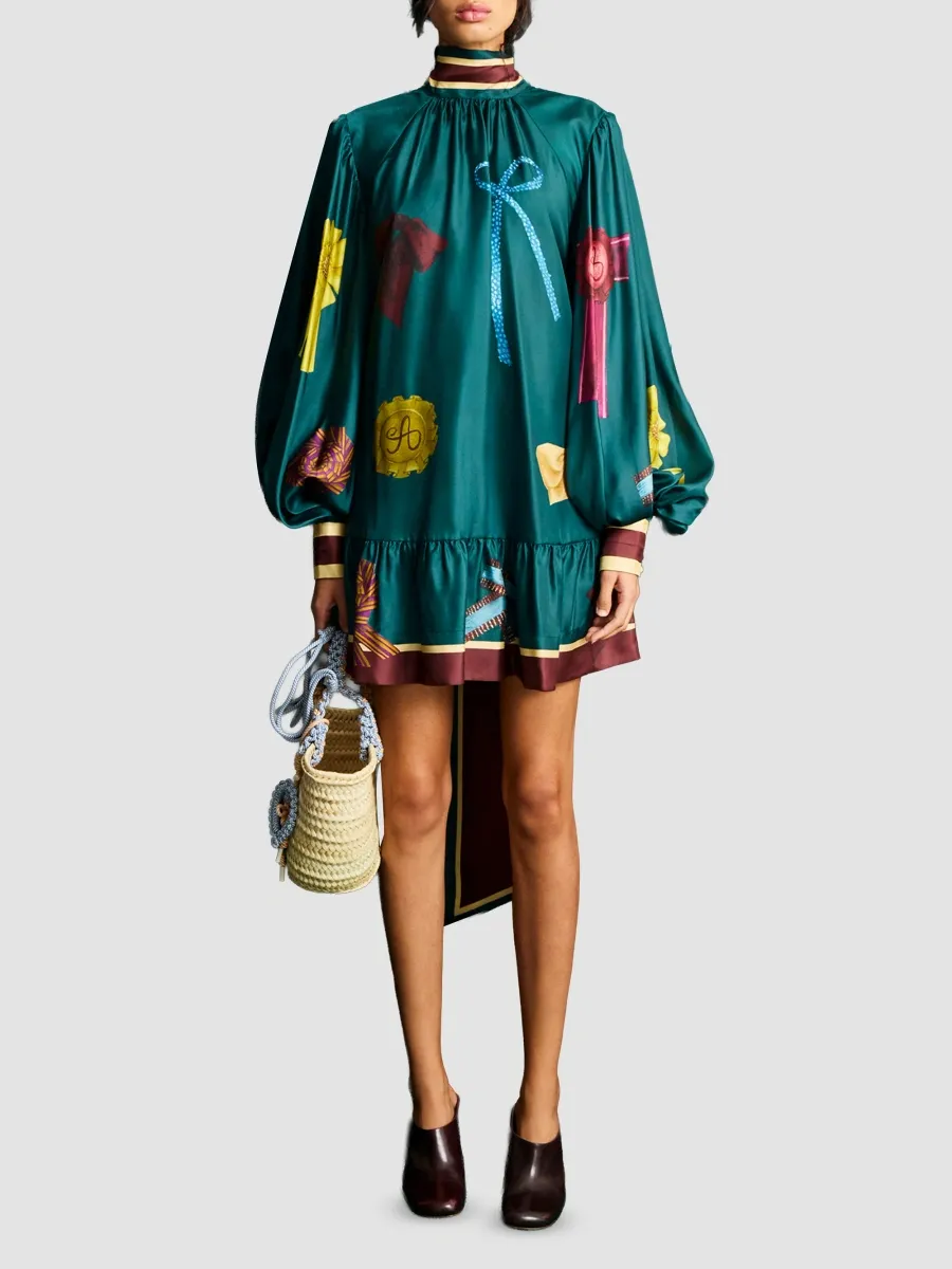 ALÉMAIS Women's Rosette Silk Mini Dress | Thumbnail 2