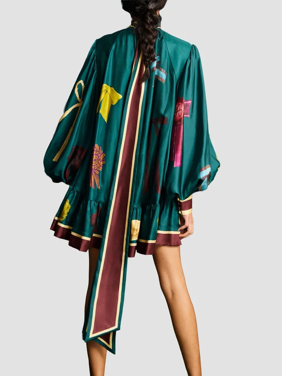 ALÉMAIS Women's Rosette Silk Mini Dress | Thumbnail 3