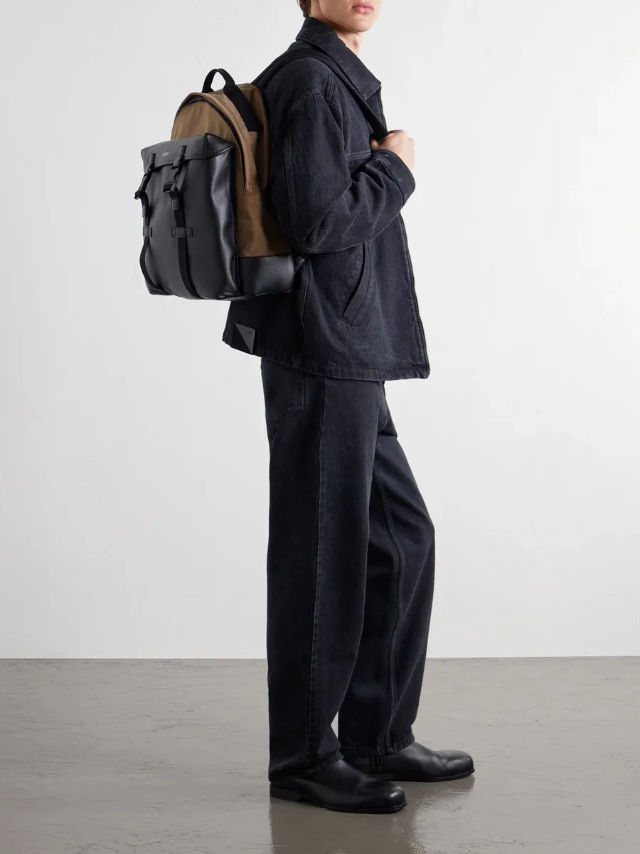 Loewe Logo-Print Canvas-Trimmed Leather Backpack - Men | Thumbnail 2
