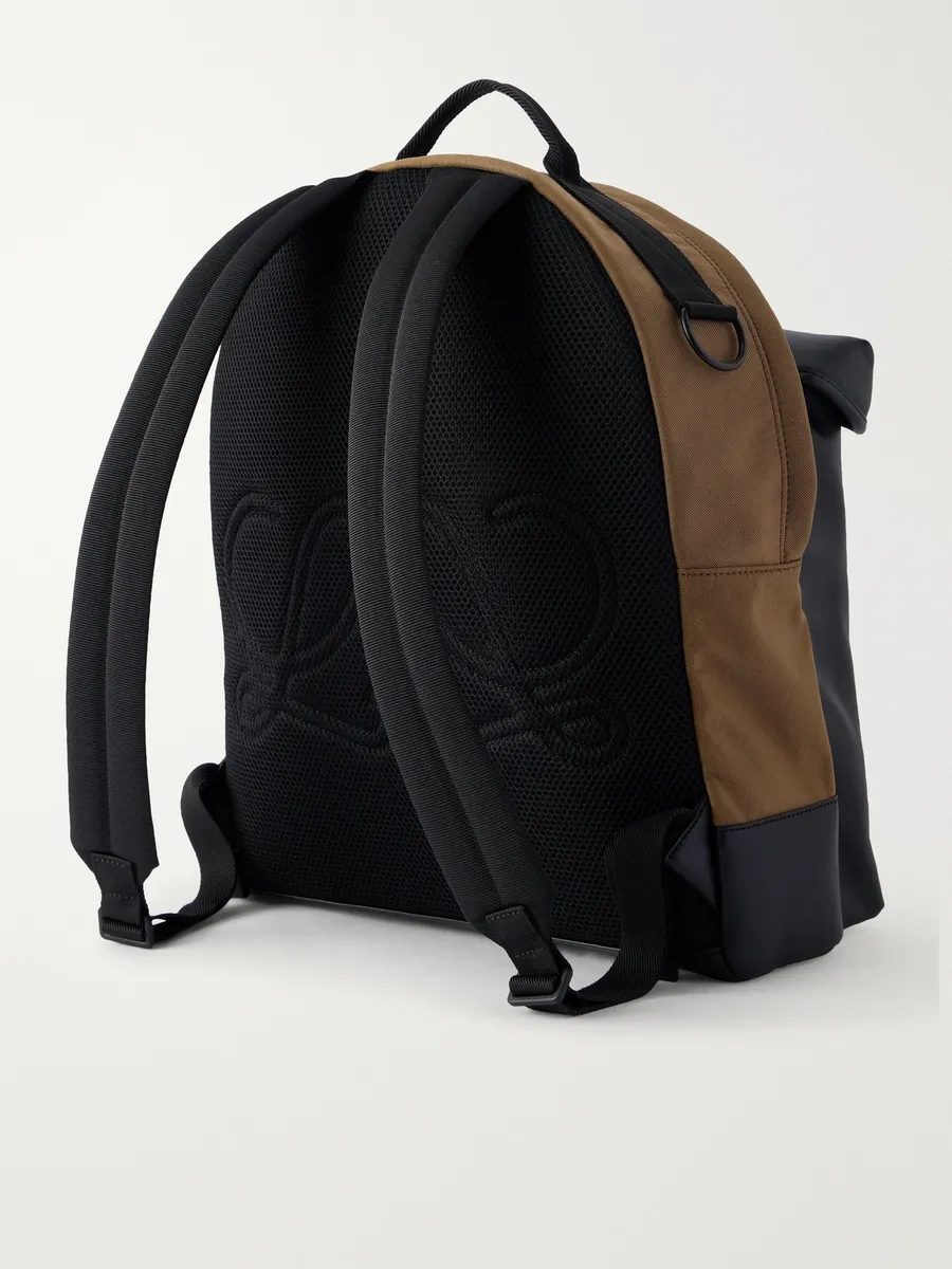 Loewe Logo-Print Canvas-Trimmed Leather Backpack - Men | Thumbnail 4