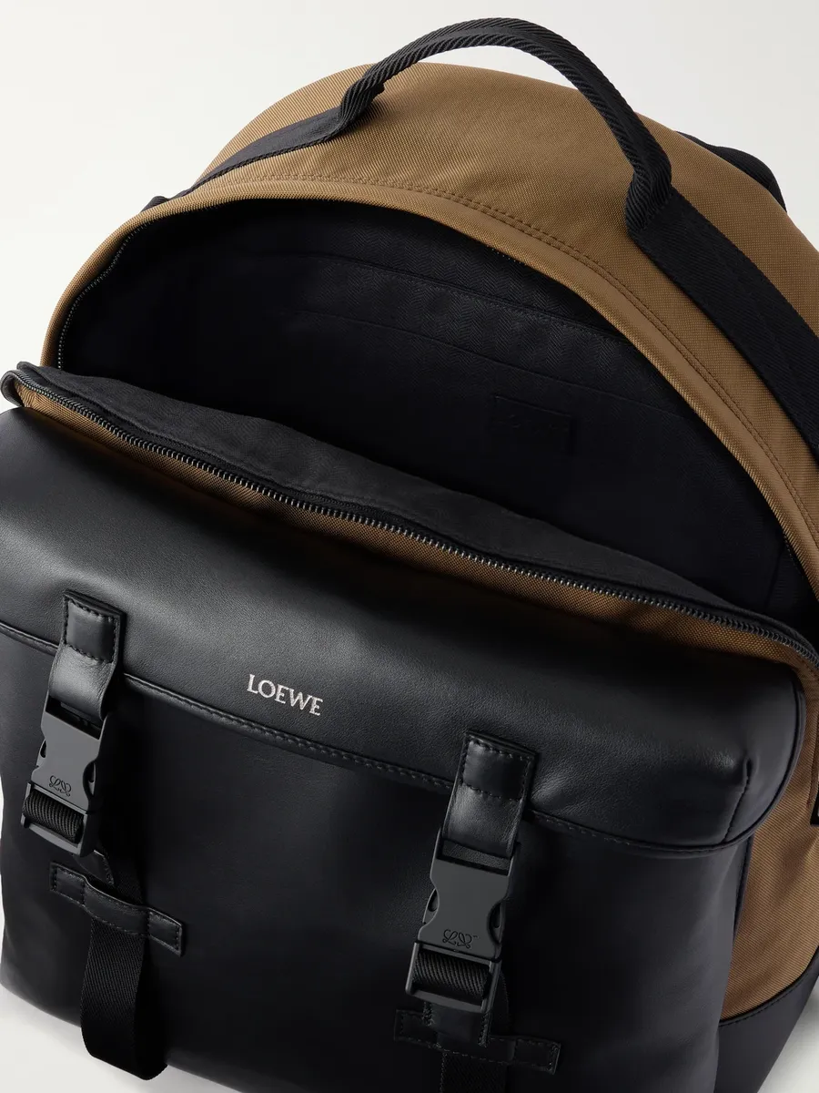 Loewe Logo-Print Canvas-Trimmed Leather Backpack - Men | Thumbnail 6