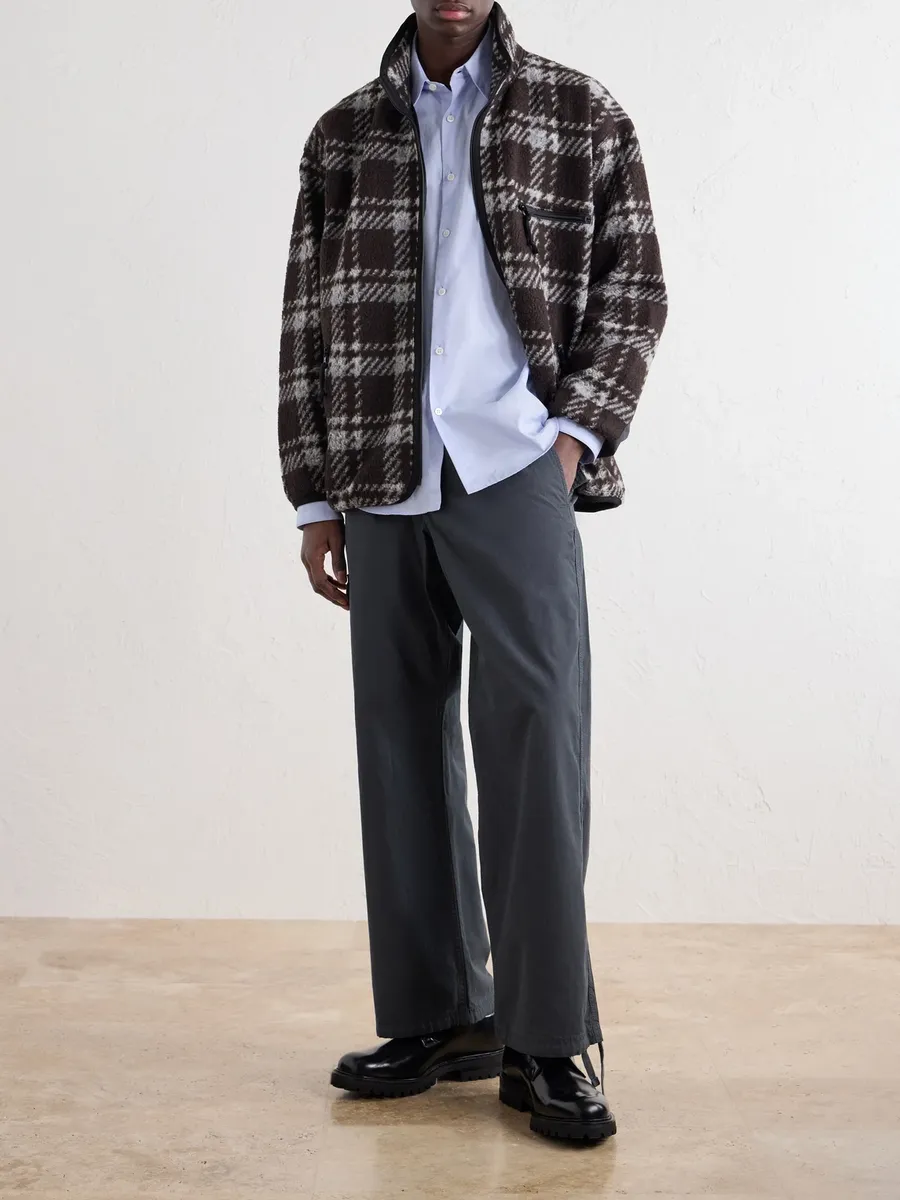 COMME des GARCONS HOMME Checked Shell-Trimmed Boa Wool-Fleece Jacket - Men | Thumbnail 2