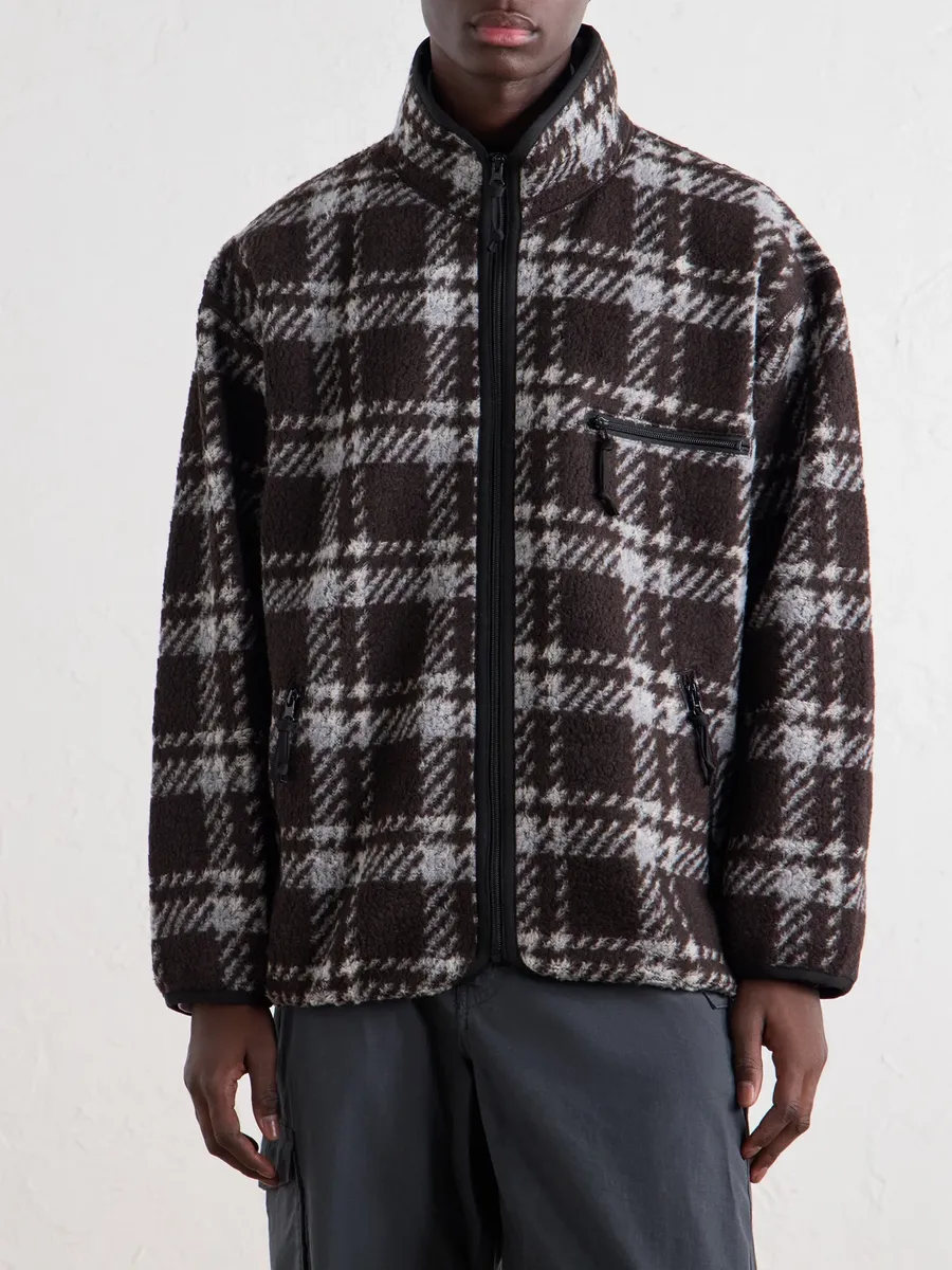 COMME des GARCONS HOMME Checked Shell-Trimmed Boa Wool-Fleece Jacket - Men | Thumbnail 3