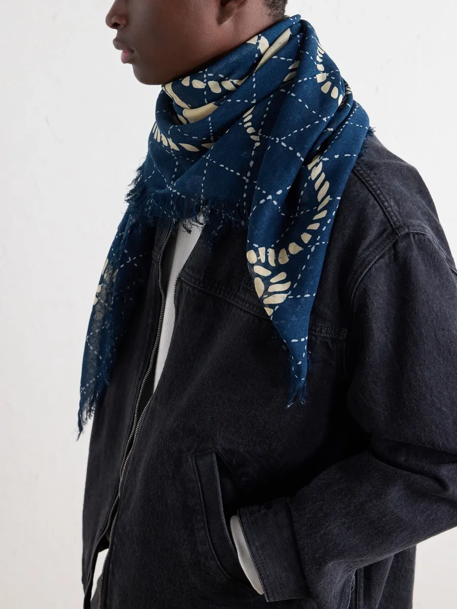 KAPITAL Frayed Printed Gauze Scarf - Men | Thumbnail 3