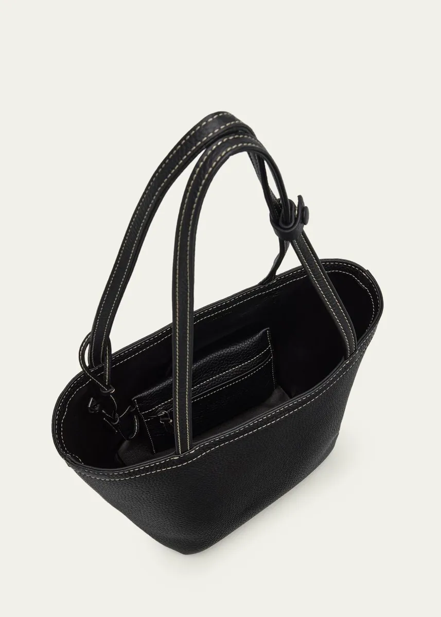 The Row Park Medium Topstitched Tote Bag in Pebbled Leather | Thumbnail 4 The Row Park Medium Topstitched Tote Bag in Pebbled Leather | Thumbnail 4