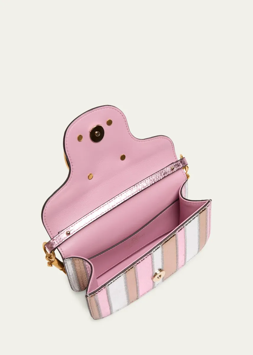Valentino Garavani Small Striped Snakeskin Leather Top-Handle Bag | Thumbnail 4 Valentino Garavani Small Striped Snakeskin Leather Top-Handle Bag | Thumbnail 4