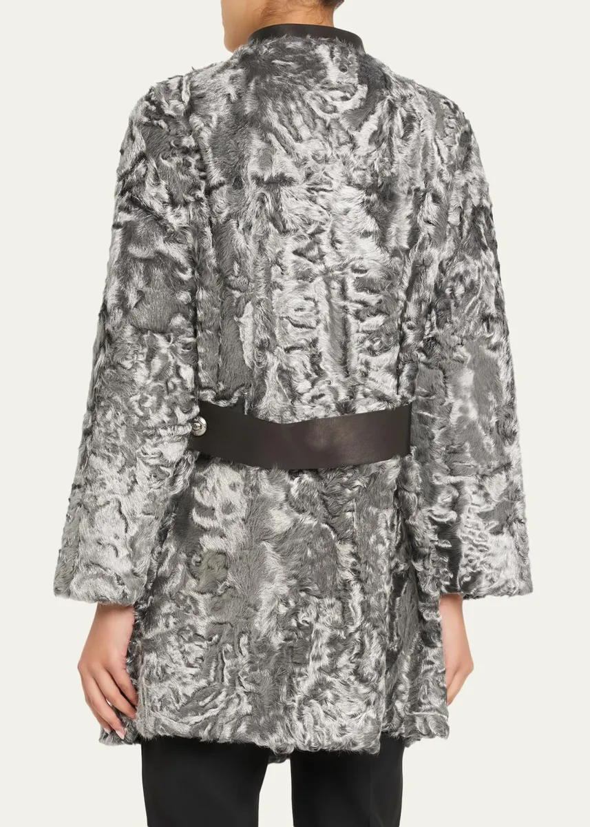 Giorgio Armani Iridescent Lamb Shearling Zip Coat | Thumbnail 3 Giorgio Armani Iridescent Lamb Shearling Zip Coat | Thumbnail 3