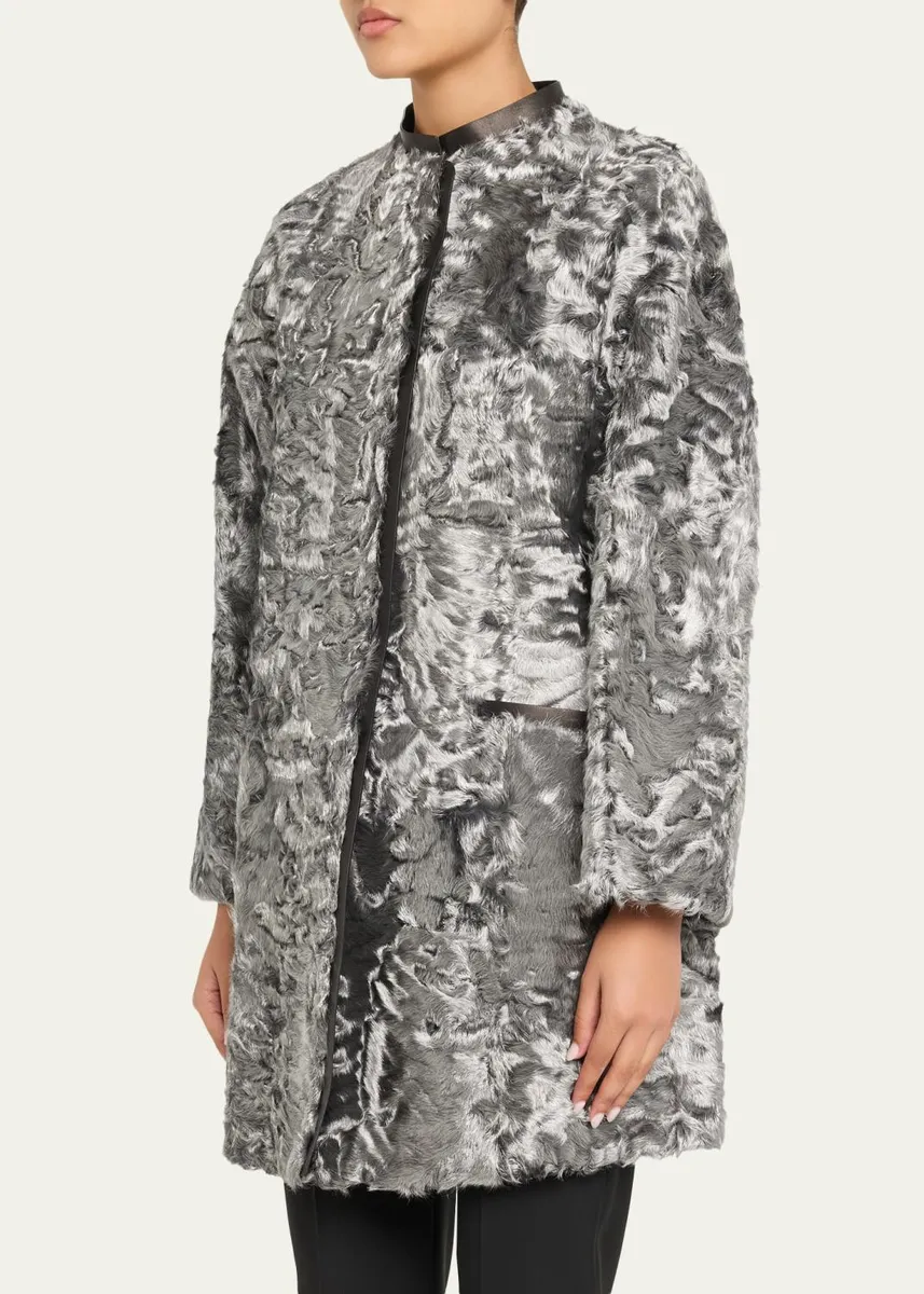 Giorgio Armani Iridescent Lamb Shearling Zip Coat | Thumbnail 4 Giorgio Armani Iridescent Lamb Shearling Zip Coat | Thumbnail 4