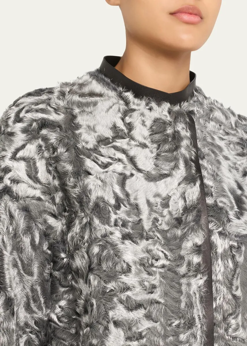 Giorgio Armani Iridescent Lamb Shearling Zip Coat | Thumbnail 5 Giorgio Armani Iridescent Lamb Shearling Zip Coat | Thumbnail 5