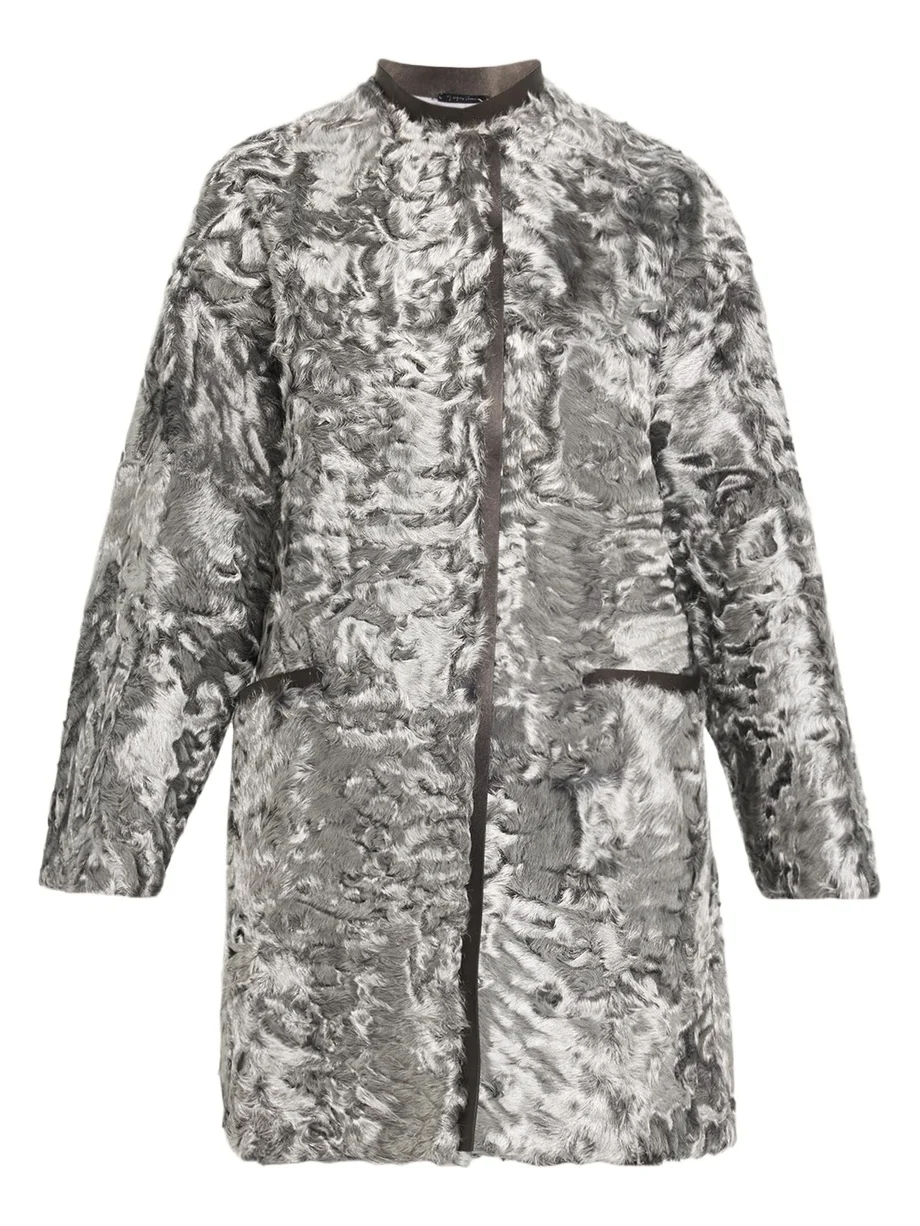 Iridescent Lamb Shearling Zip Coat Iridescent Lamb Shearling Zip Coat