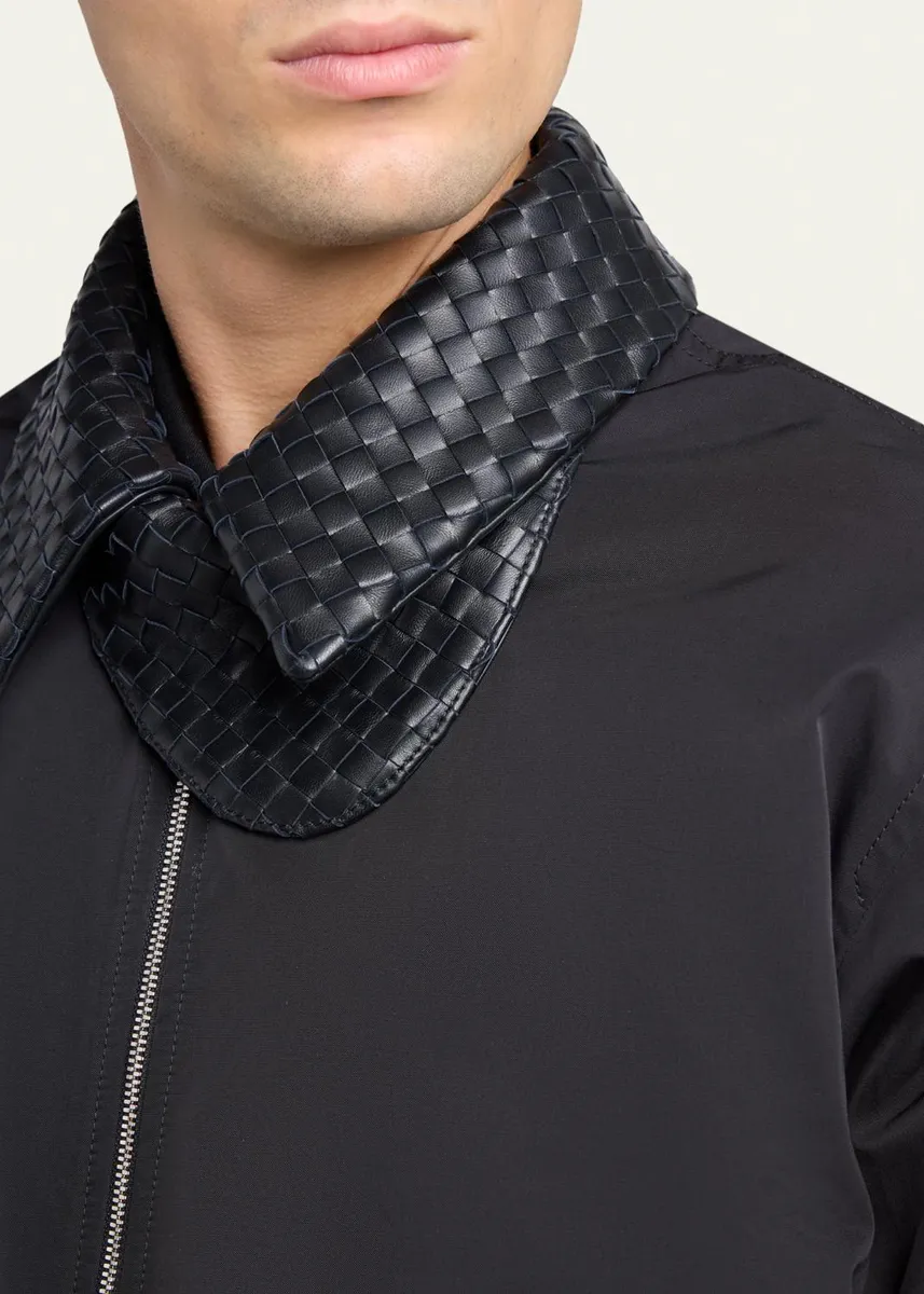 Bottega Veneta Men's Leather Intrecciato-Collar Nylon Blouson | Thumbnail 5