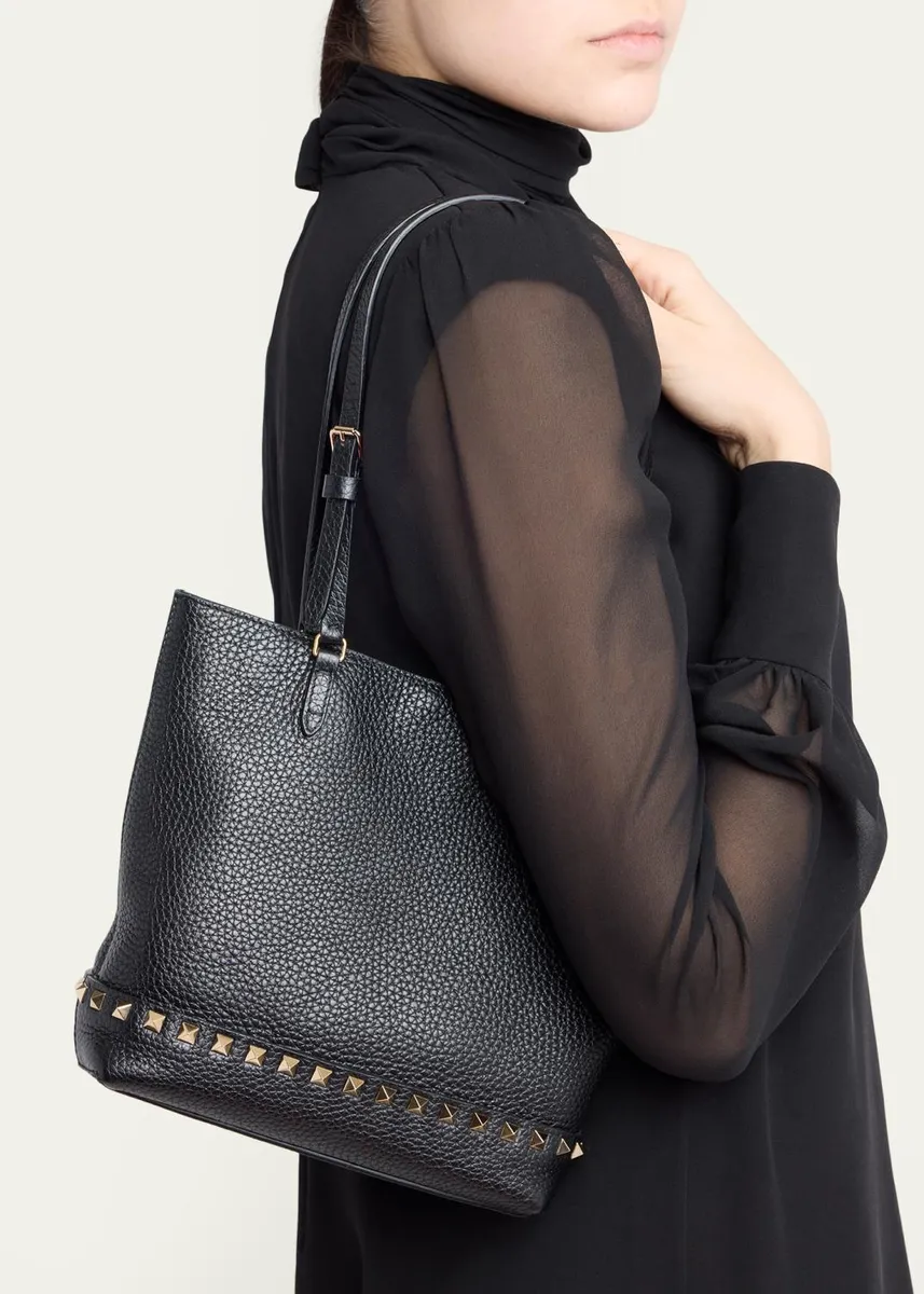 Valentino Garavani Small Rockstud Grain Leather Tote Bag | Thumbnail 2 Valentino Garavani Small Rockstud Grain Leather Tote Bag | Thumbnail 2