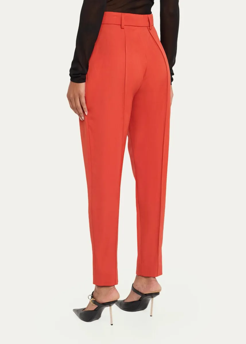 Stella McCartney High-Rise Pintuck Tapered-Leg Ankle Pants | Thumbnail 3
