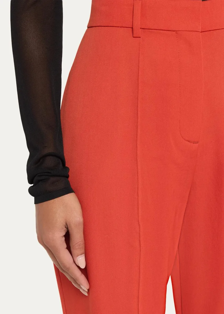 Stella McCartney High-Rise Pintuck Tapered-Leg Ankle Pants | Thumbnail 5