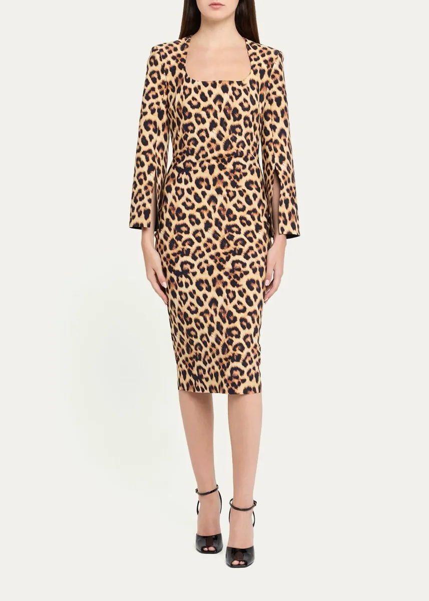 Chiara Boni La Petite Robe Meizi Leopard-Print Crepe Long-Sleeve Dress | Thumbnail 2