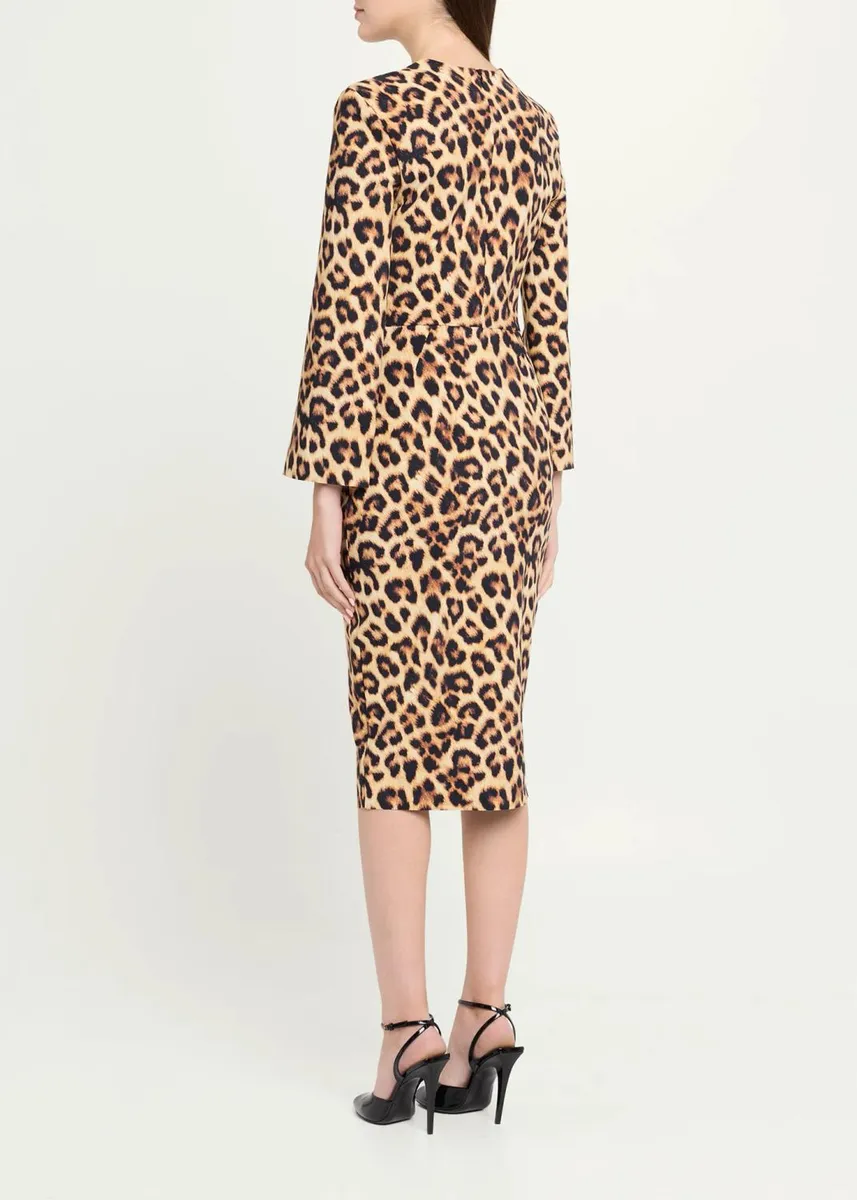 Chiara Boni La Petite Robe Meizi Leopard-Print Crepe Long-Sleeve Dress | Thumbnail 3