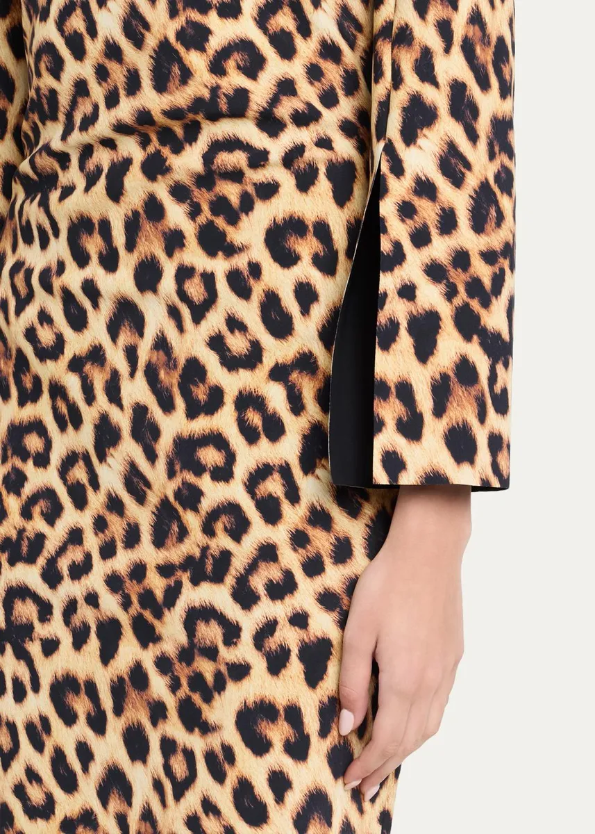 Chiara Boni La Petite Robe Meizi Leopard-Print Crepe Long-Sleeve Dress | Thumbnail 5