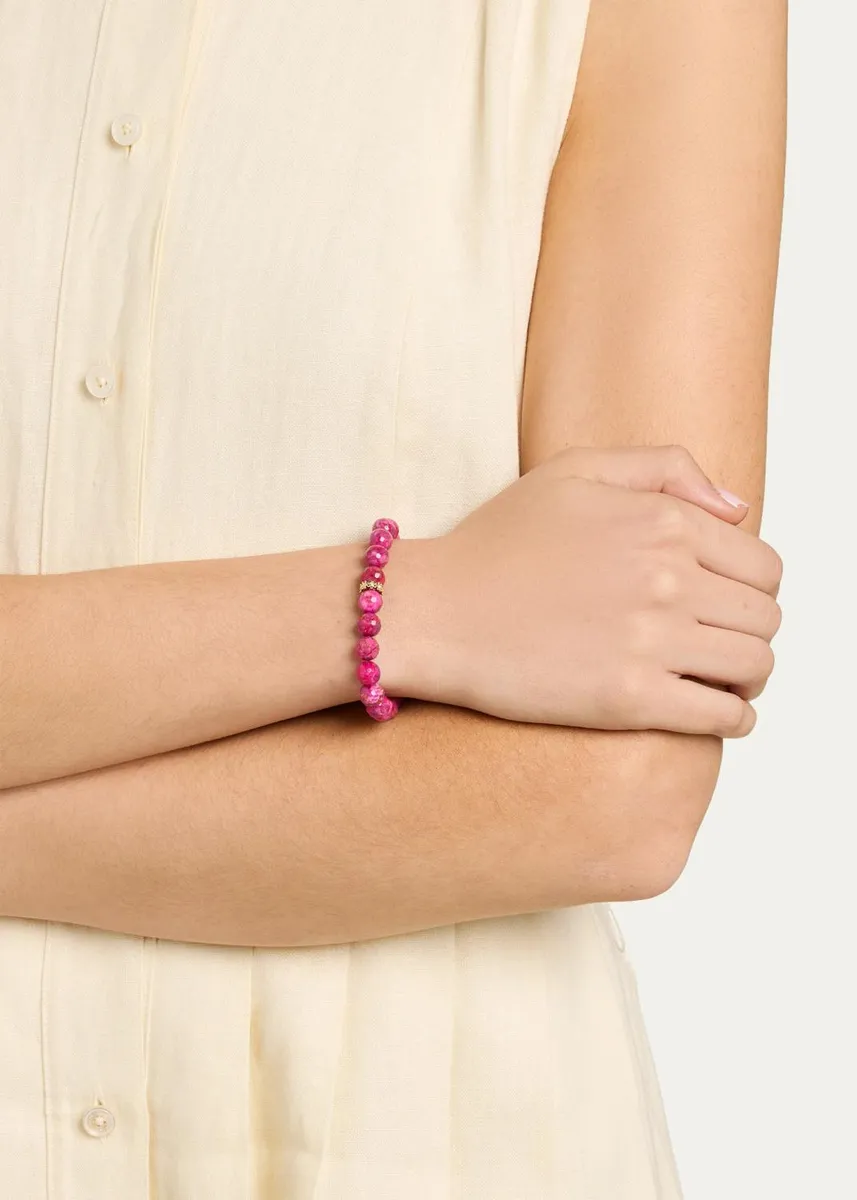Sydney Evan 14K Diamond 8mm Tiny Daisy Rondelle on Agate Bead Bracelet | Thumbnail 2