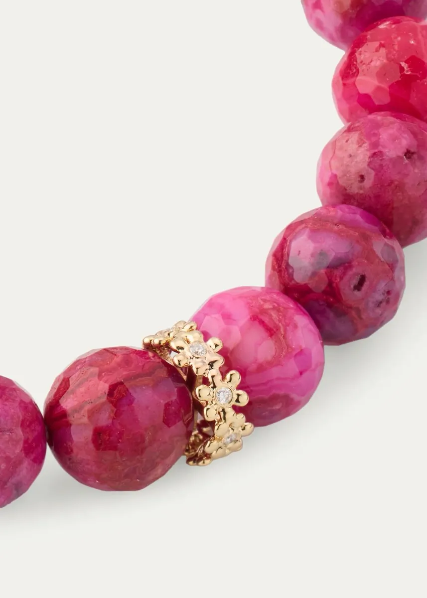 Sydney Evan 14K Diamond 8mm Tiny Daisy Rondelle on Agate Bead Bracelet | Thumbnail 3
