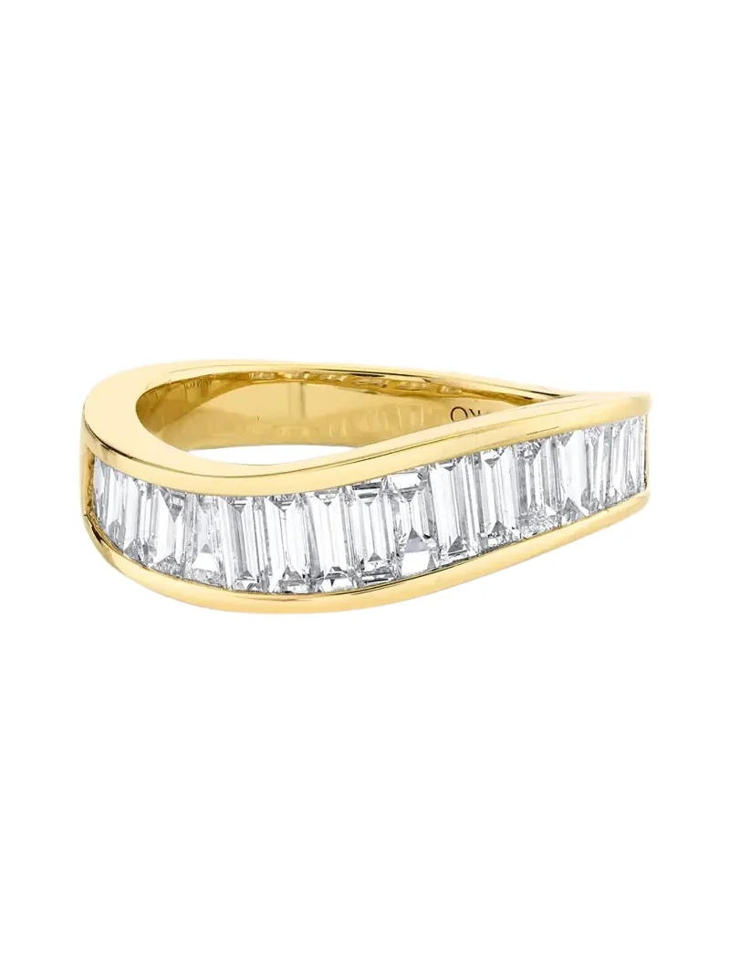 18K Yellow Gold Baguette Diamond Wave Ring 18K Yellow Gold Baguette Diamond Wave Ring