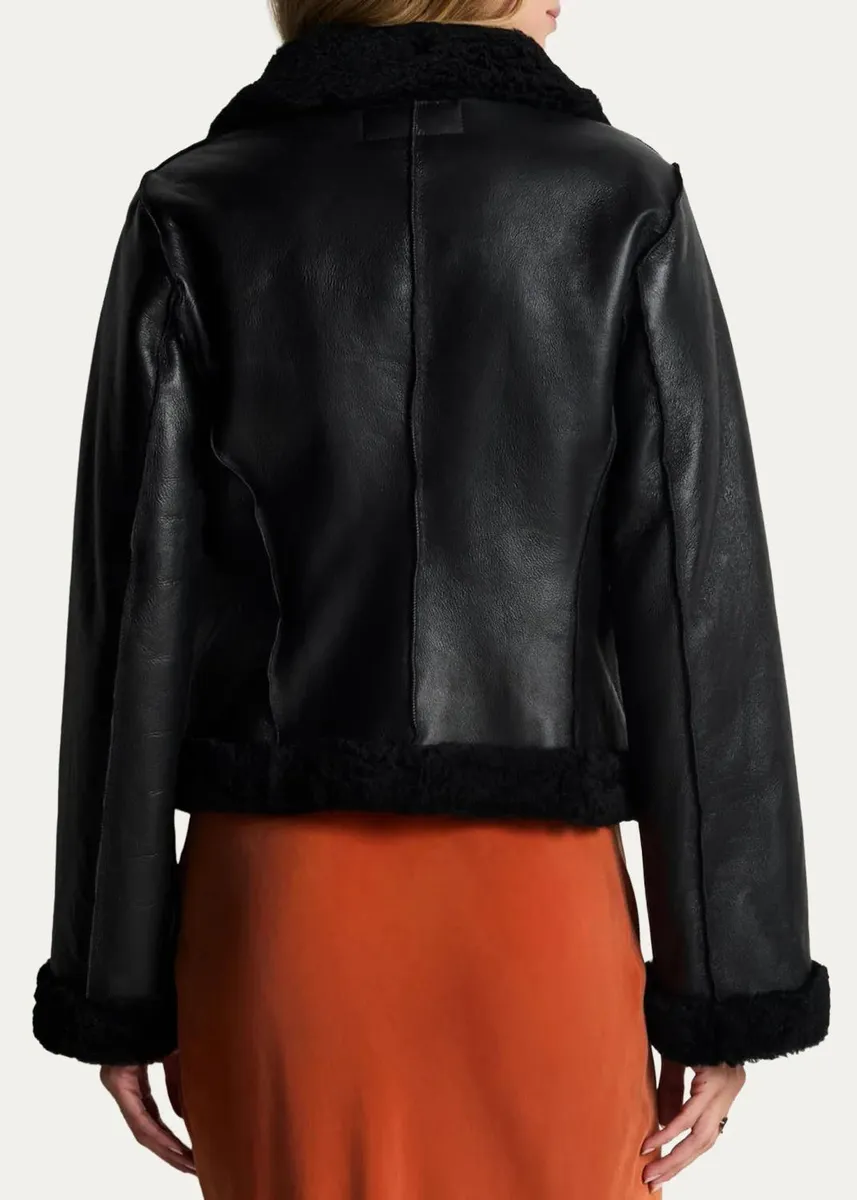 RE/DONE Camille Reversible Shearling-Lined Leather Jacket | Thumbnail 3