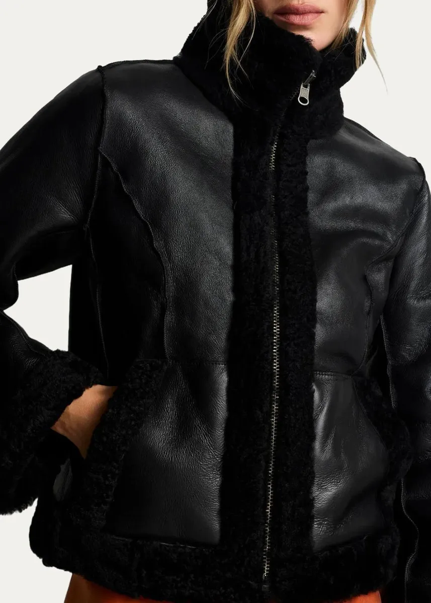 RE/DONE Camille Reversible Shearling-Lined Leather Jacket | Thumbnail 5