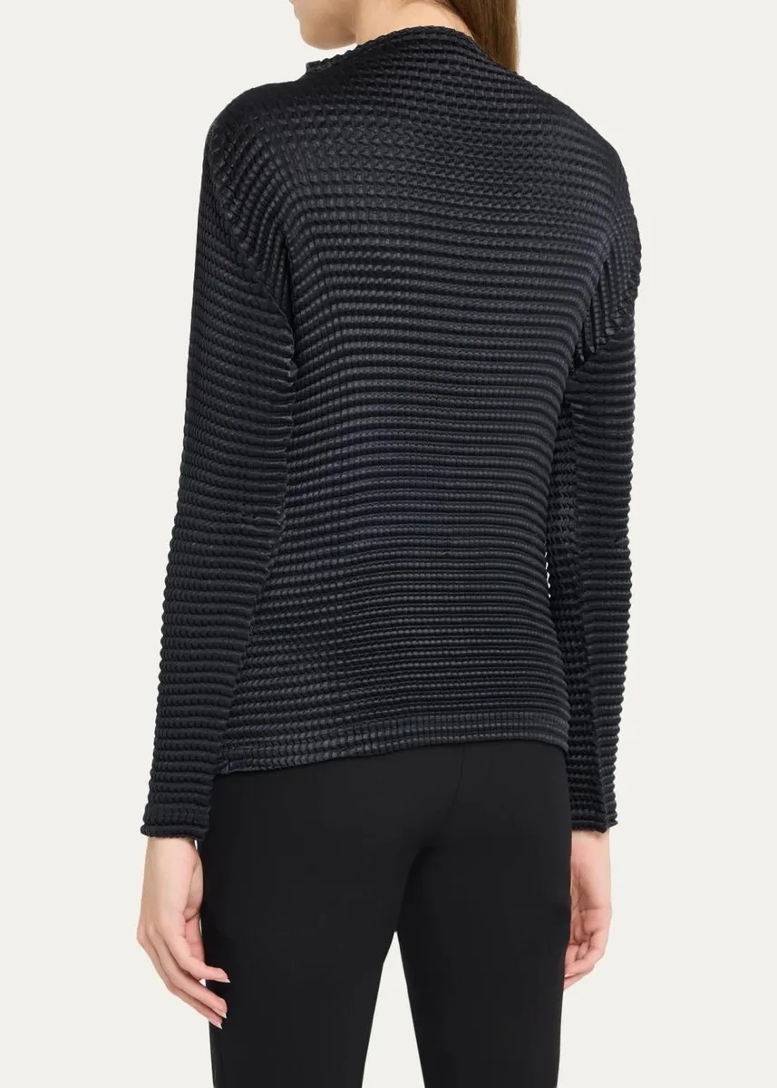 Issey Miyake Suede Like Pleated Funnel-Neck Top | Thumbnail 3