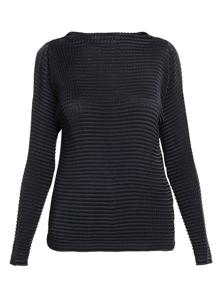 Suede Like Pleated Funnel-Neck Top Suede Like Pleated Funnel-Neck Top