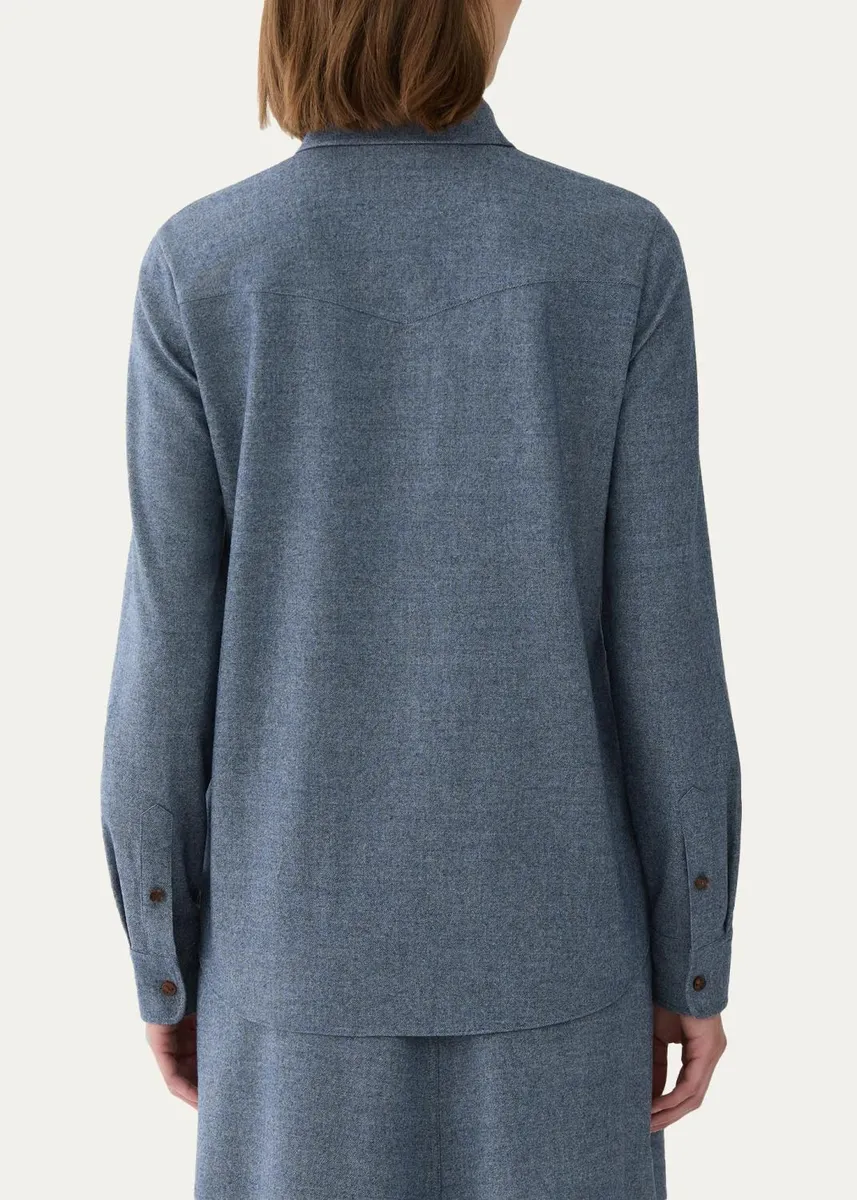 Lafayette 148 New York Denim Flannel Western Shirt | Thumbnail 2 Lafayette 148 New York Denim Flannel Western Shirt | Thumbnail 2