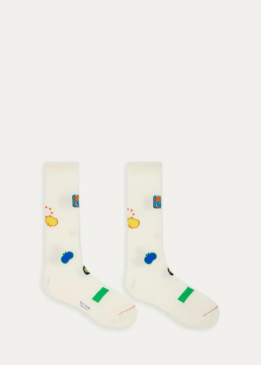 Paul Smith Men's Fruit Stickers Crew Socks | Thumbnail 2 Paul Smith Men's Fruit Stickers Crew Socks | Thumbnail 2