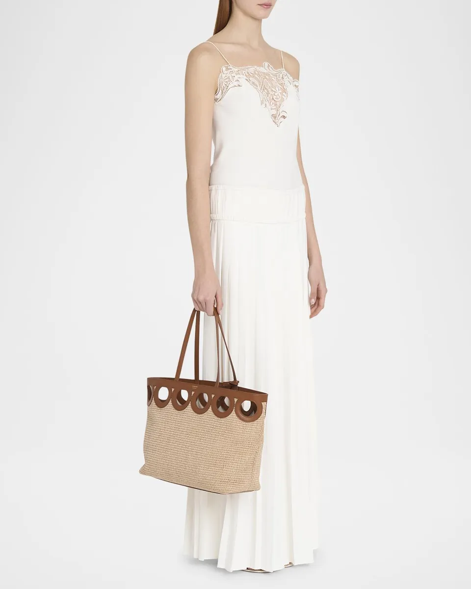Ferragamo Gancini Frame Raffia Tote Bag | Thumbnail 5 Ferragamo Gancini Frame Raffia Tote Bag | Thumbnail 5