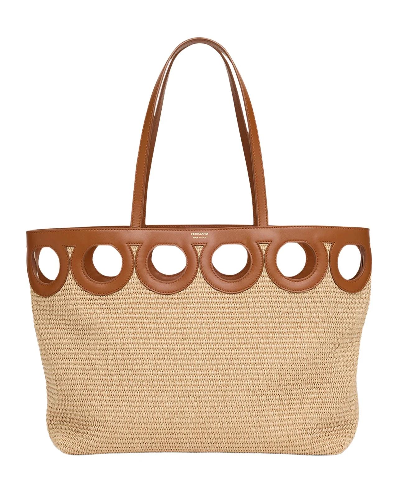Ferragamo Gancini Frame Raffia Tote Bag